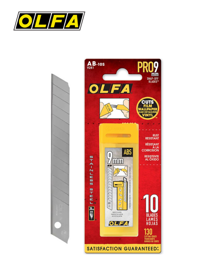 Lames Cutter OLFA 9mm (10) - AB10S Lames Cutter OLFA 9mm (10) - AB10S